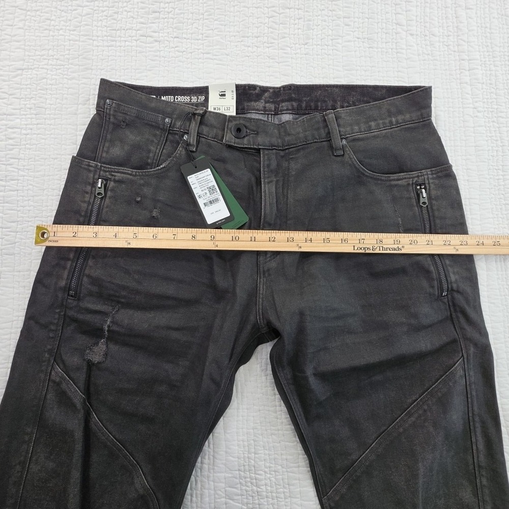 G-Star Raw Mens Black Jeans Ignition Destroyed 36x32 Moto Cross 3D Zip Slim - Picture 13 of 16